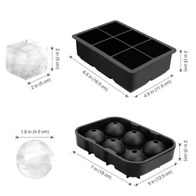 Food Grade Reusable Ice Maker IceCream Tools Ice Ball Mold Round Square IceTray Mold Silicone Ice Cube Mold Kitchen Tools